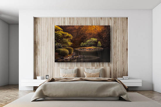 wall art photo print for your home, showcasing bedroom.