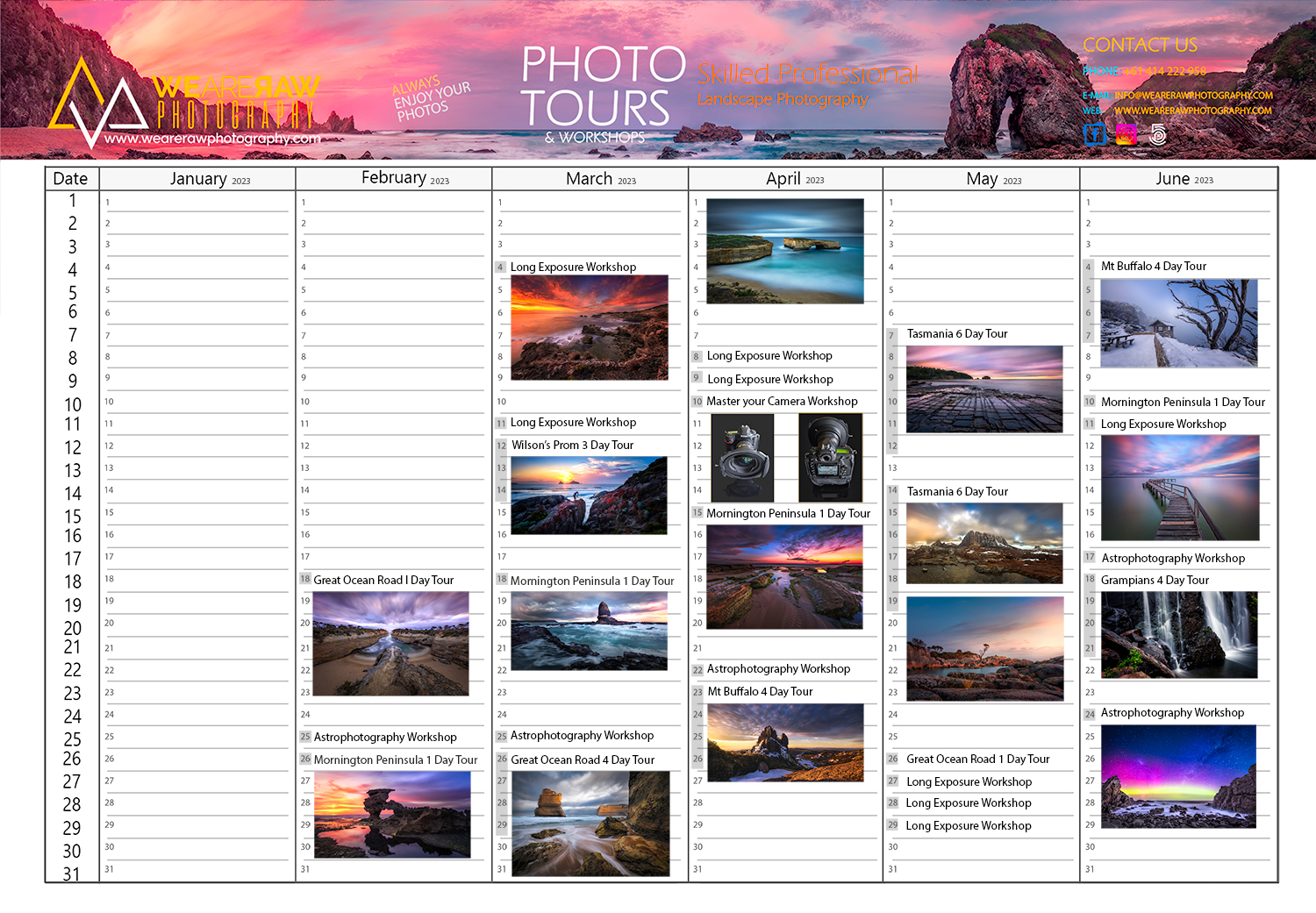 Photo-Tours and Workshops 2023 Calendar